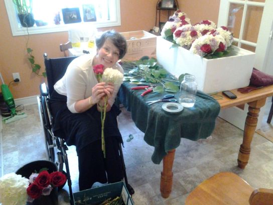 Priscilla makes the bridal bouquets.