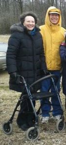 Priscilla also used her walker to help with a Grad IV service project at a community garden.